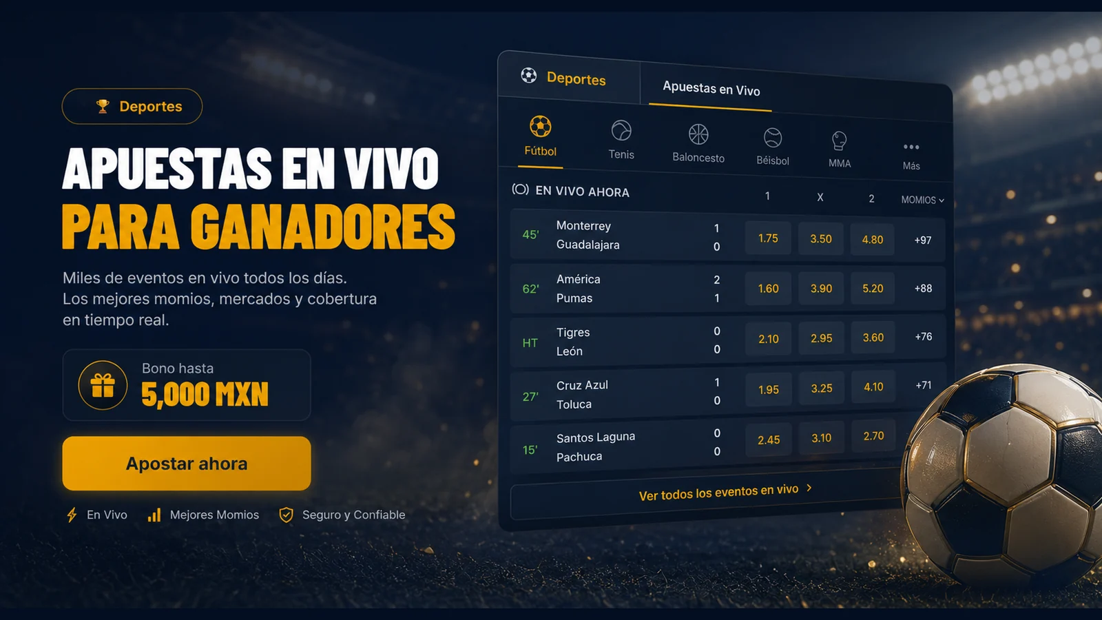 Casino y apuestas en vivo para ganadores en BetVIP México