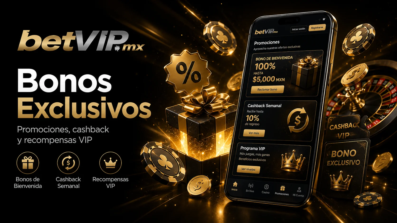 Bonos BetVIP Mexico con giros gratis y promociones