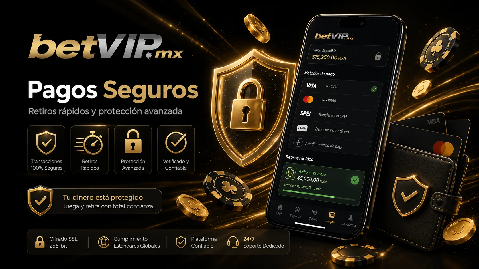 Pagos y retiros BetVIP Mexico con metodos seguros
